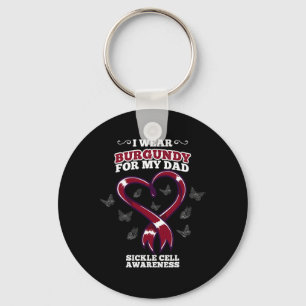 I Wear Burgundy For My Dad Sickle Cell Awareness 5 Key Ring
