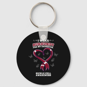I Wear Burgundy For My Daughter Sickle Cell Awaren Key Ring