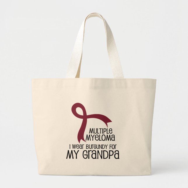 I Wear Burgundy For My Grandpa Multiple Myeloma Large Tote Bag (Front)