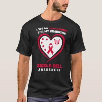 I Wear Burgundy For My Grandson Sickle Cell Awaren T-Shirt