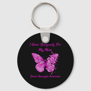 I Wear Burgundy For My Mum Brain Aneurysm Awarenes Key Ring