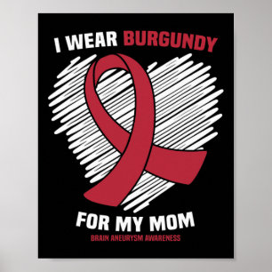 I Wear Burgundy For My Mum Brain Aneurysm Awarenes Poster