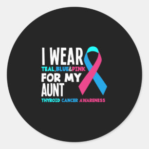 I Wear For My Aunt Thyroid Cancer Awareness Classic Round Sticker