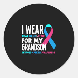 I Wear For My Grandson Thyroid Cancer Awareness Classic Round Sticker