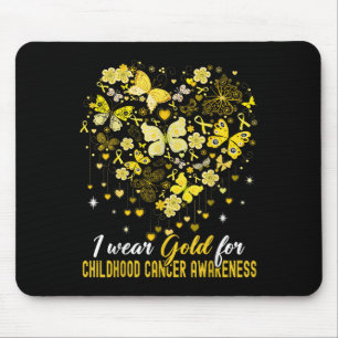I Wear Gold For Childhood Cancer Awareness Butterf Mouse Pad