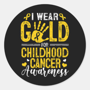 I Wear Gold For Childhood Cancer Awareness Golden  Classic Round Sticker