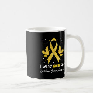 I Wear Gold For Childhood Cancer Awareness Golden Coffee Mug