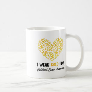 I Wear Gold For Childhood Cancer Awareness Golden Coffee Mug