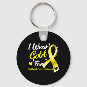 I Wear Gold For Childhood Cancer Awareness Key Ring