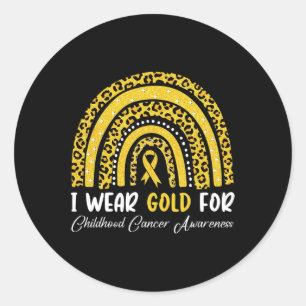 I Wear Gold For Childhood Cancer Awareness Rainbow Classic Round Sticker