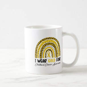 I Wear Gold For Childhood Cancer Awareness Rainbow Coffee Mug