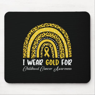 I Wear Gold For Childhood Cancer Awareness Rainbow Mouse Pad