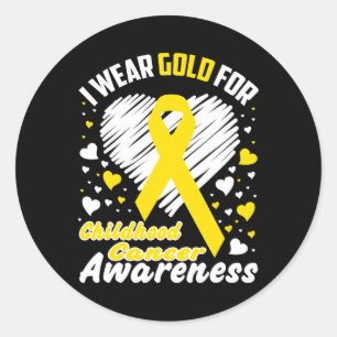 I Wear Gold For Childhood Cancer Awareness Ribbon Classic Round Sticker