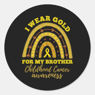 I Wear Gold For My Brother Childhood Cancer Awaren Classic Round Sticker