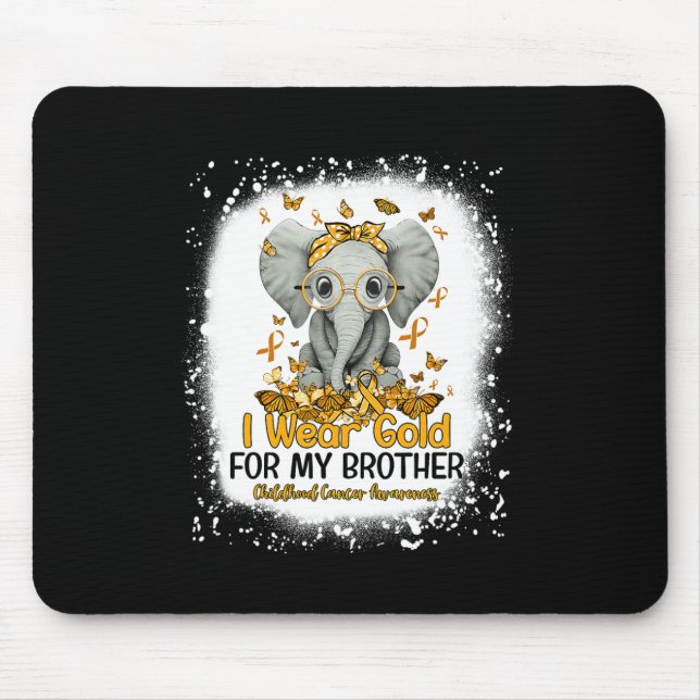 I Wear Gold For My Brother Childhood Cancer Awaren Mouse Pad (Front)