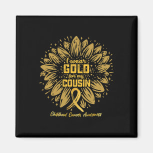 I Wear Gold For My Cousin - Gold Sunflower Childho Magnet