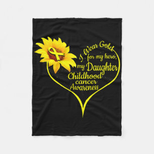 I Wear Gold For My Daughter Childhood Cancer Aware Fleece Blanket