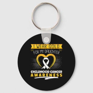 I Wear Gold For My Daughter Heart Key Ring