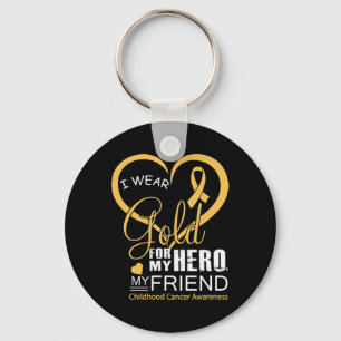 I Wear Gold For My Friend Childhood Cancer Awarene Key Ring