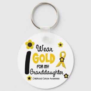 I Wear Gold For My Granddaughter 12 FLOWER VERSION Key Ring