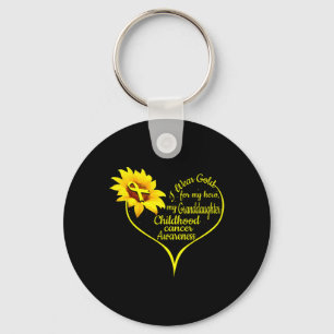 I Wear Gold For My Granddaughter Childhood Cancer Key Ring