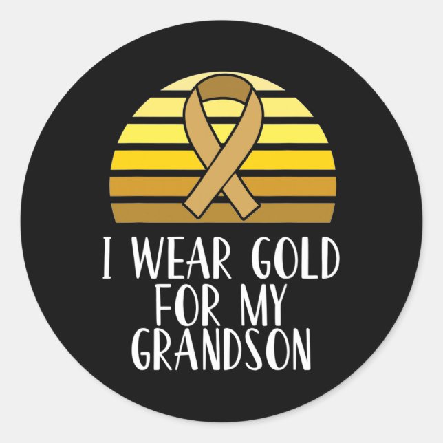 I Wear Gold for My Grandson Childhood Cancer Aware Classic Round Sticker (Front)