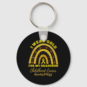 I Wear Gold For My Grandson Childhood Cancer Aware Key Ring