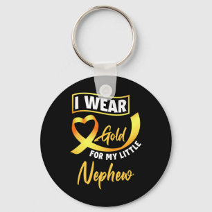 I Wear Gold For My Little Nephew Childhood Cancer Key Ring