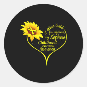 I Wear Gold For My Nephew Childhood Cancer Awarene Classic Round Sticker