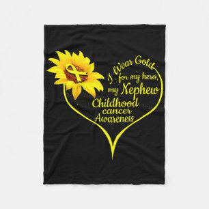 I Wear Gold For My Nephew Childhood Cancer Awarene Fleece Blanket