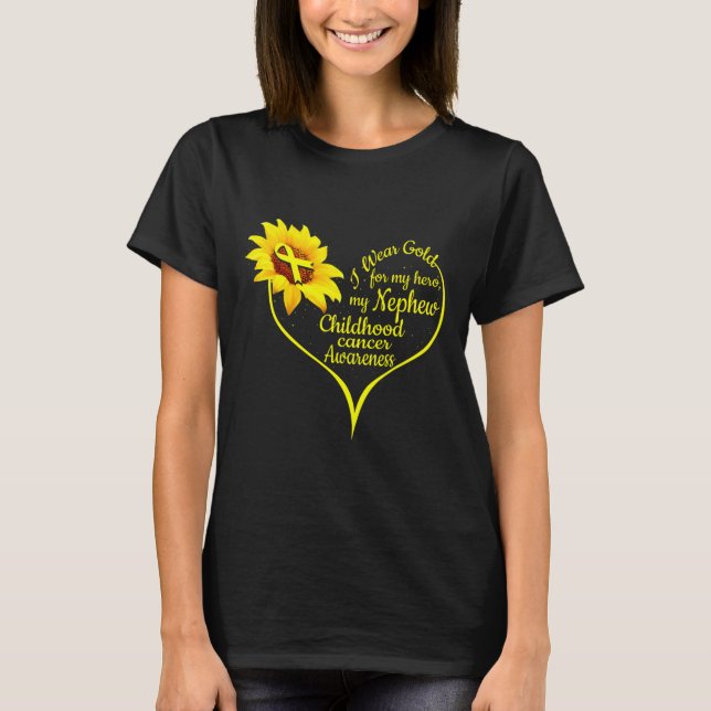 I Wear Gold For My Nephew Childhood Cancer Awarene T-Shirt (Front)