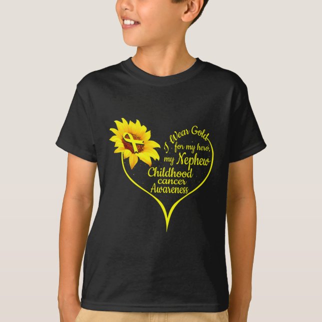 I Wear Gold For My Nephew Childhood Cancer Awarene T-Shirt (Front)
