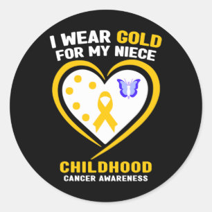 I Wear Gold For My Niece Childhood Cancer Awarenes Classic Round Sticker