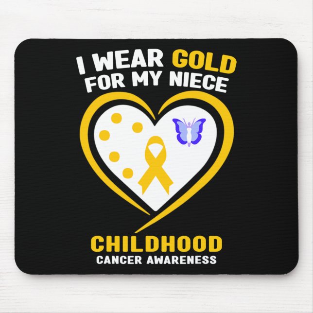 I Wear Gold For My Niece Childhood Cancer Awarenes Mouse Pad (Front)