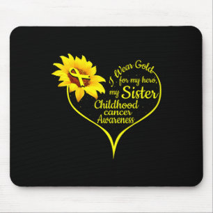 I Wear Gold For My Sister Childhood Cancer Awarene Mouse Pad