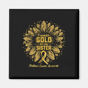 I Wear Gold For My Sister - Gold Sunflower Childho Magnet