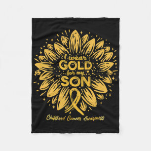 I Wear Gold For My Son - Gold Sunflower Childhood  Fleece Blanket
