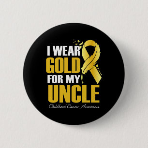 I Wear Gold For My Uncle Childhood Cancer Feather 6 Cm Round Badge