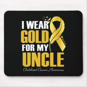 I Wear Gold For My Uncle Childhood Cancer Feather Mouse Pad