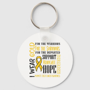 I Wear Gold For Warrior Survivors Childhood Cancer Key Ring