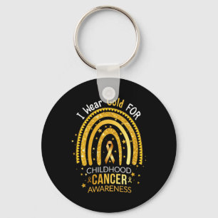 I Wear Gold Rainbow For Childhood Cancer Awareness Key Ring