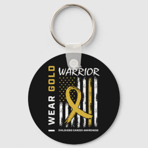 I Wear Gold Warrior Childhood Cancer Awareness Ame Key Ring