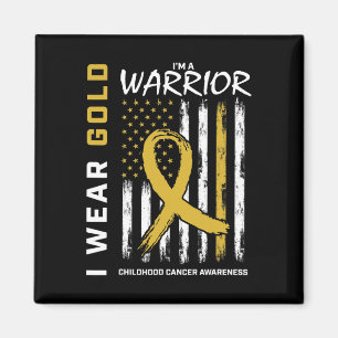 I Wear Gold Warrior Childhood Cancer Awareness Ame Magnet
