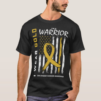 I Wear Gold Warrior Childhood Cancer Awareness Ame T-Shirt