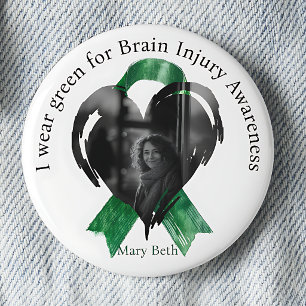I Wear Green for Brain Injury Awareness Photo 6 Cm Round Badge