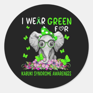 I Wear Green For Kabuki Syndrome Awareness Classic Round Sticker