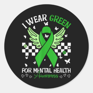 I Wear Green For Mental Health Awareness Butterfly Classic Round Sticker