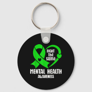 I Wear Green For Mental Health Awareness Butterfly Key Ring