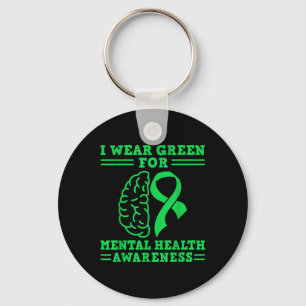 I Wear Green For Mental Health Awareness Green Rib Key Ring