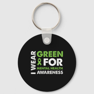 I Wear Green For Mental Health Awareness Green Rib Key Ring